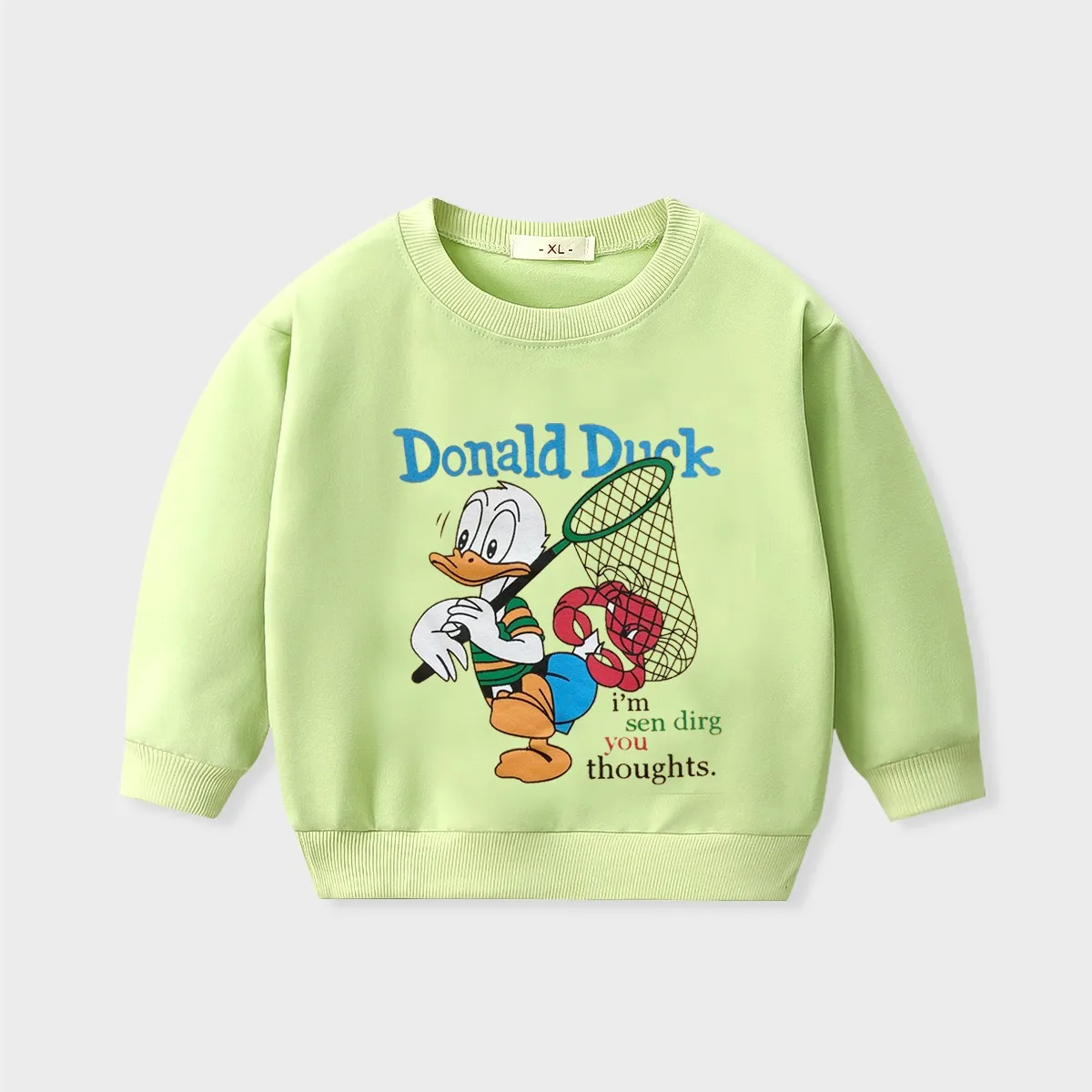 Модный детский весенне-осенний свитшот с принтом Дональд Дак и диснеевским
