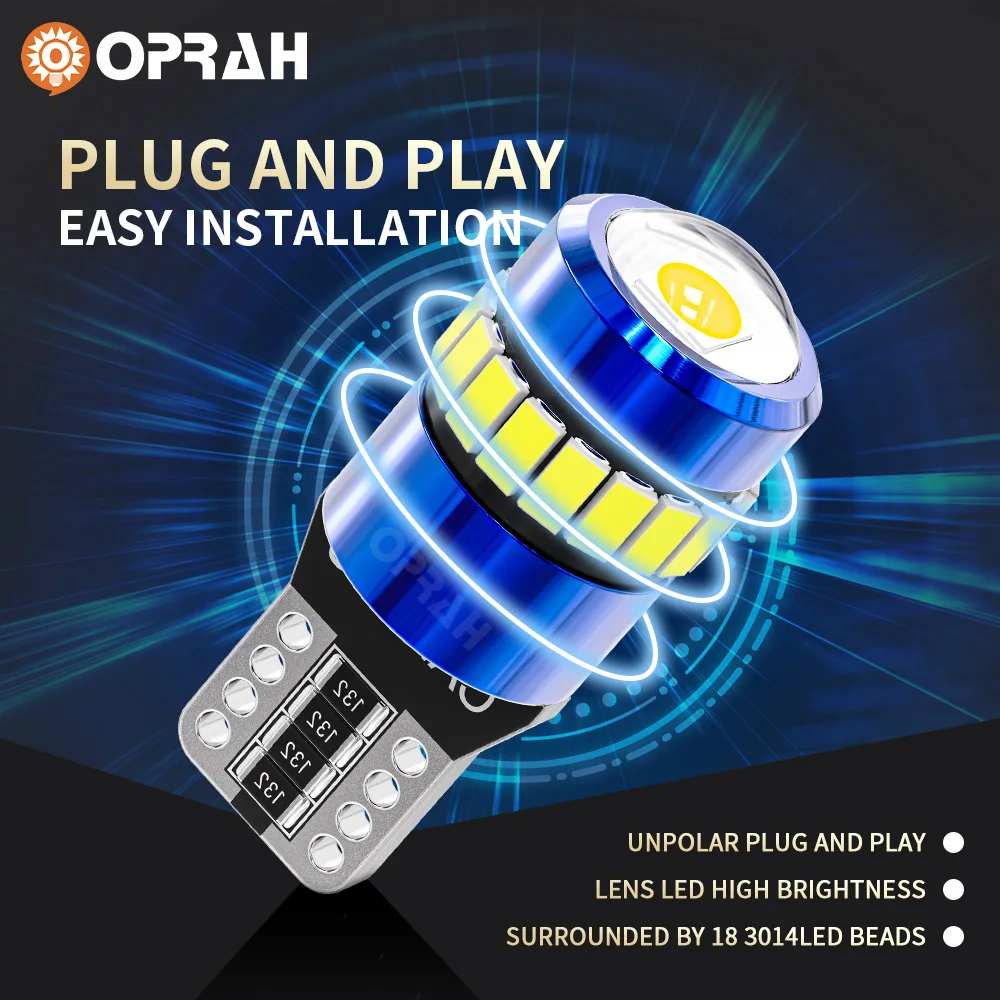 Oprah 2pcs T10 светодиодный W5W 194 168 автомобильная лампа Canbus без ошибок габаритная