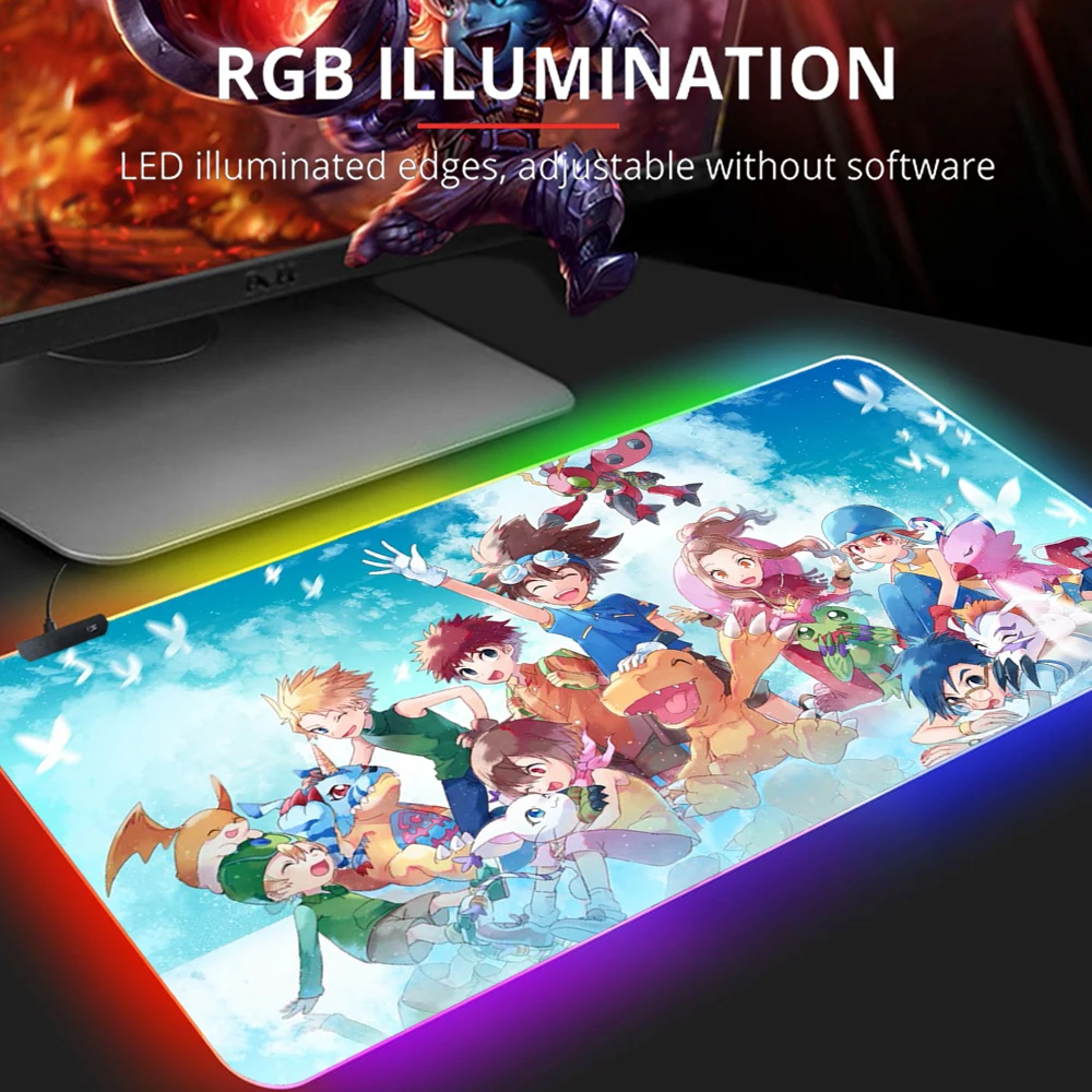 

Коврик RGB для мышек с аниме, коврик для мыши Digimon, привлекательный милый коврик для мыши, коврик для стола, аксессуары для игровых комнат, игро...