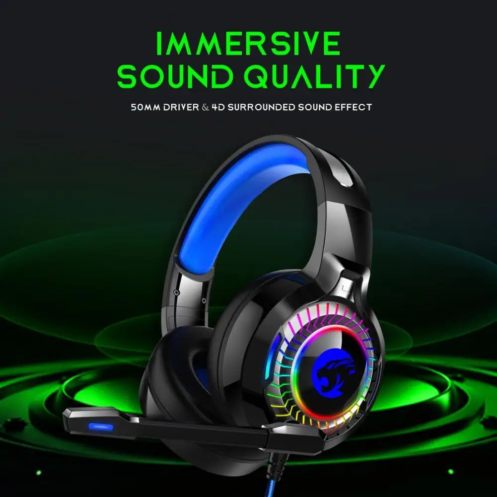 

A60 Wired Headphone HiFi Noise Reduction RGB Breathing Light 3.5mm E-sports Wired Headphone with Mircophone for Computer
