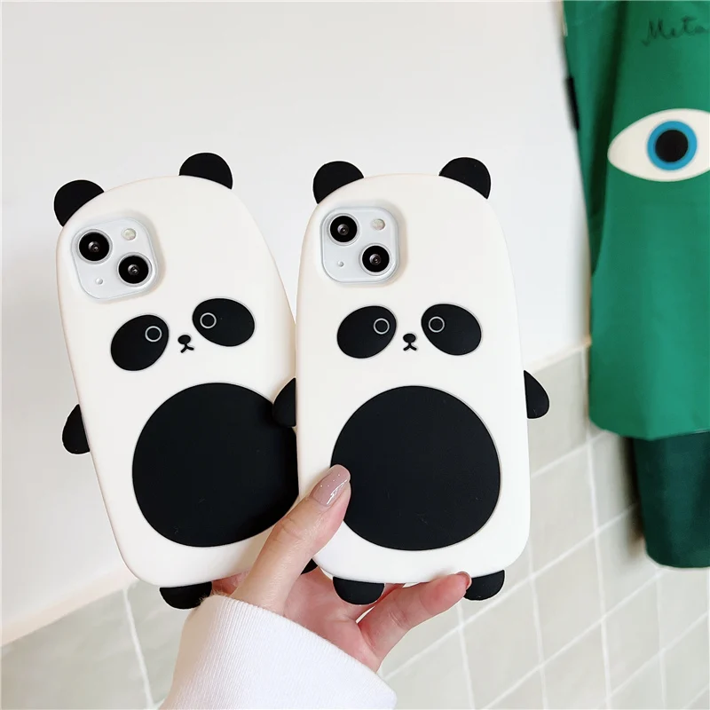 

Cartoon 3D Panda Phone Case For Apple iPhone 14 13 Pro Max 12 11 XR XS X SE 2020 6 7 8 Plus Cute Soft Silicon Cover