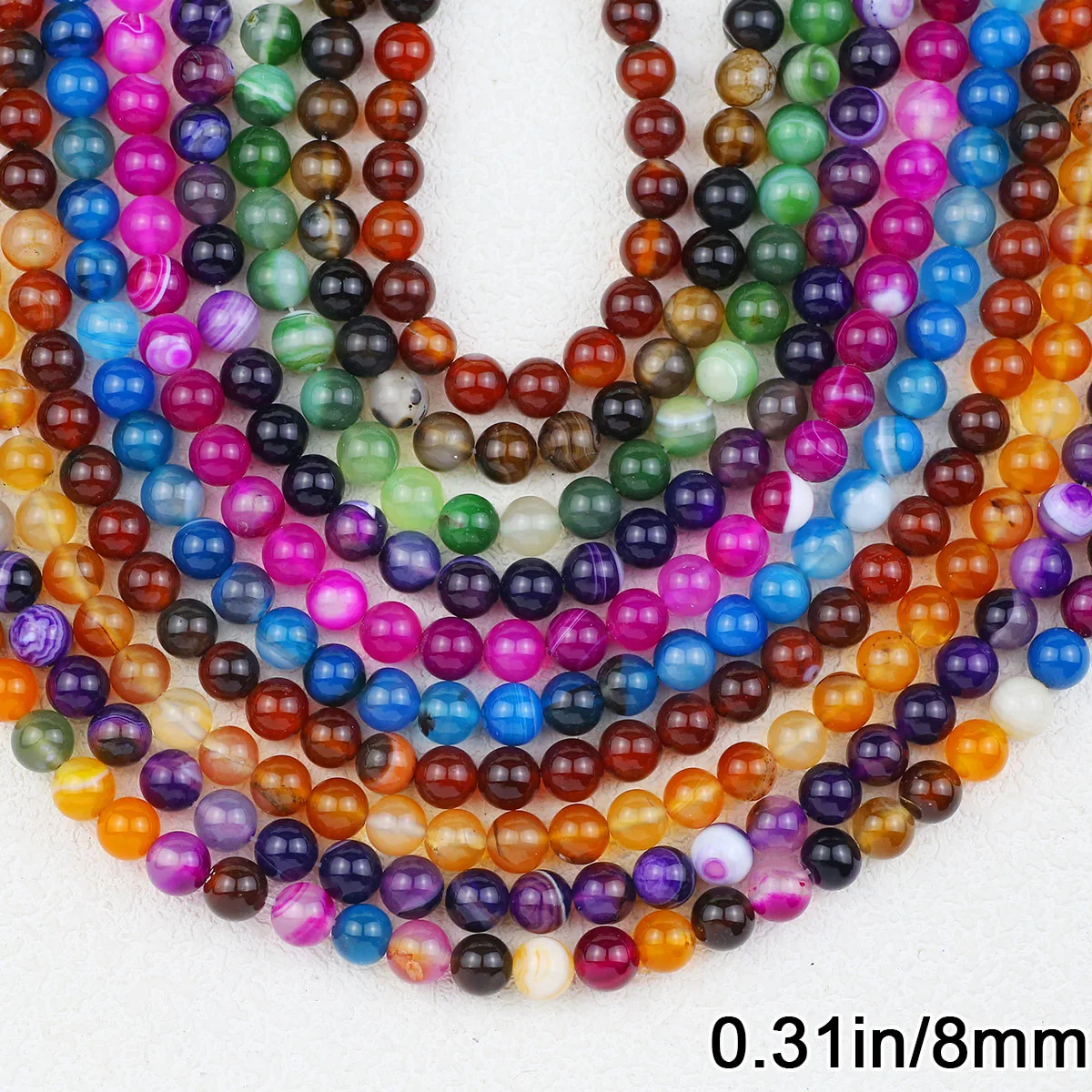 Натуральный 8MM Полосатый Агат Камень Проставки Круглый Свободные Бусины Для DIY