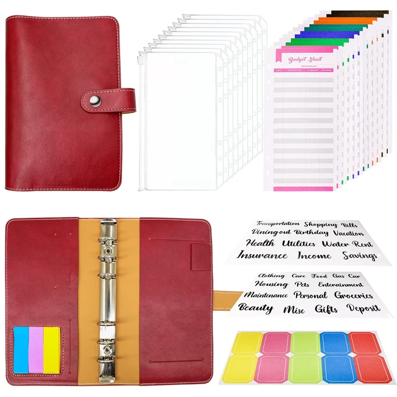 

A6 Budget Binder, Notebook, With Binder Pockets, Expenses Budget Sheet, Label Stickers, Money Saving Organizer Budget