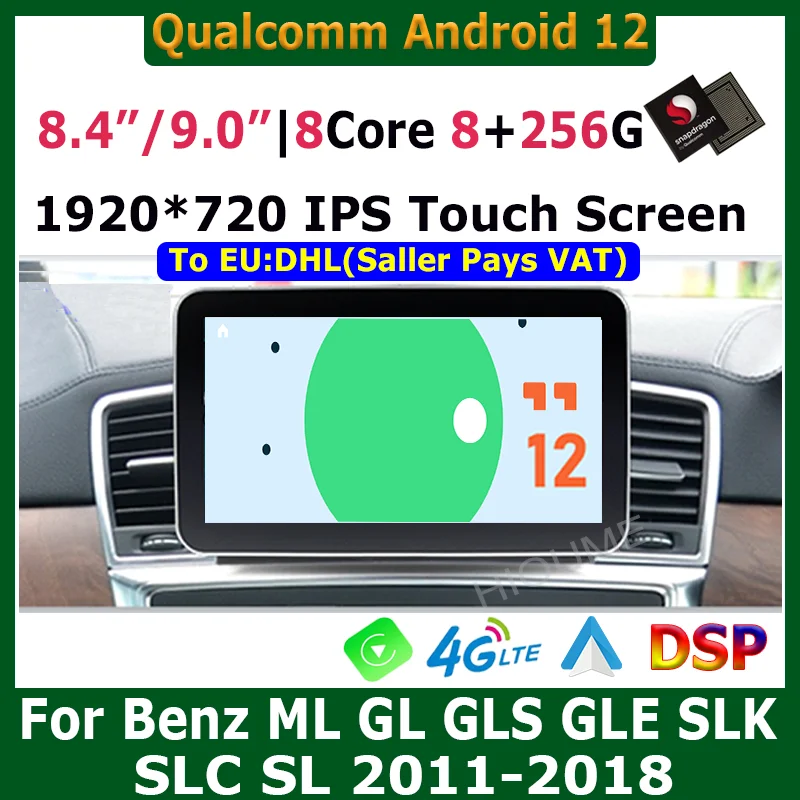 

8+256 Snapdragon Android 12 Car Multimedia Player For Mercedes Benz ML-Class GLK GLS GLE SLK SLC SL ML W166 GL X166 Auto Carplay