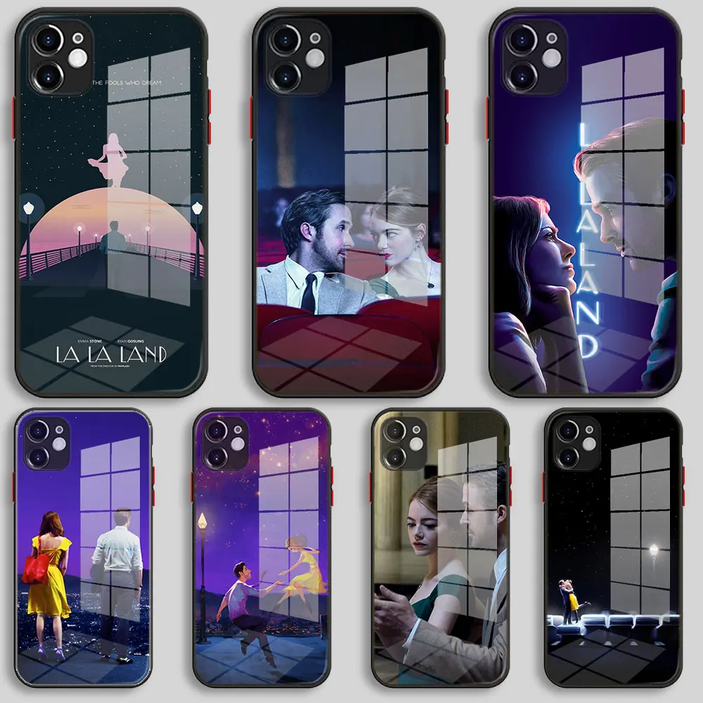 Black Silicone Glass Case For iPhone 13 12 11 Pro XS Max X XR 8 7 6 Plus SE 2020 S Mini Cover La Land Emma Stone Ryan Gosling