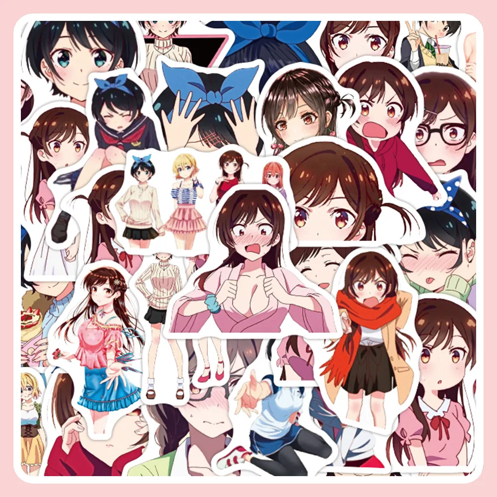 

10/30/50PCS Anime Rent A Girlfriend Stationery Stickers Cute Kawaii Anime Girls Laptop Skateboard Toys PVC Decals Motorcycle