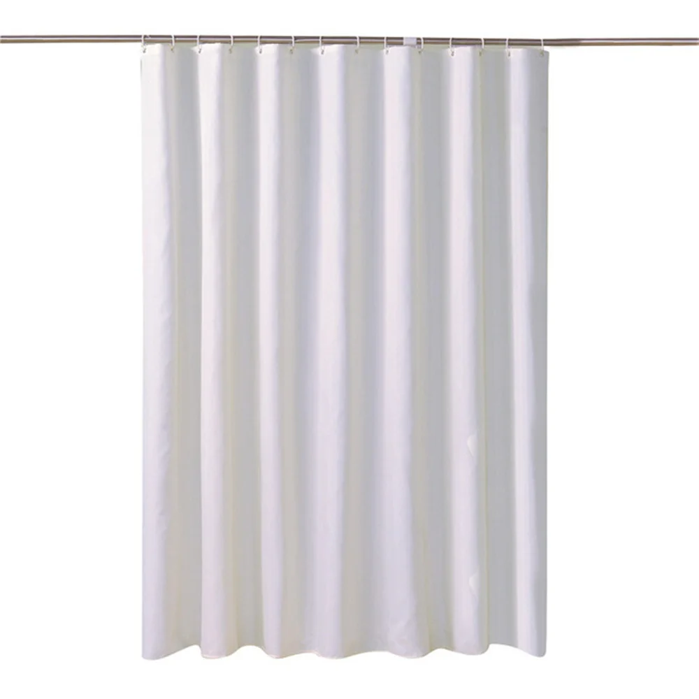 

White Shower Curtains Waterproof Thick Solid Color Bath Curtains for Hotel Bathroom Bathtub Large Wide Bathing Cover with Hooks