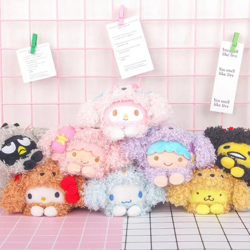 

Плюшевый брелок Sanrio с надписью «Hello Kitty», «Моя Мелодия», милая мягкая подвеска на рюкзак, мультяшная анимация, окружающие куклы, подарок для д...
