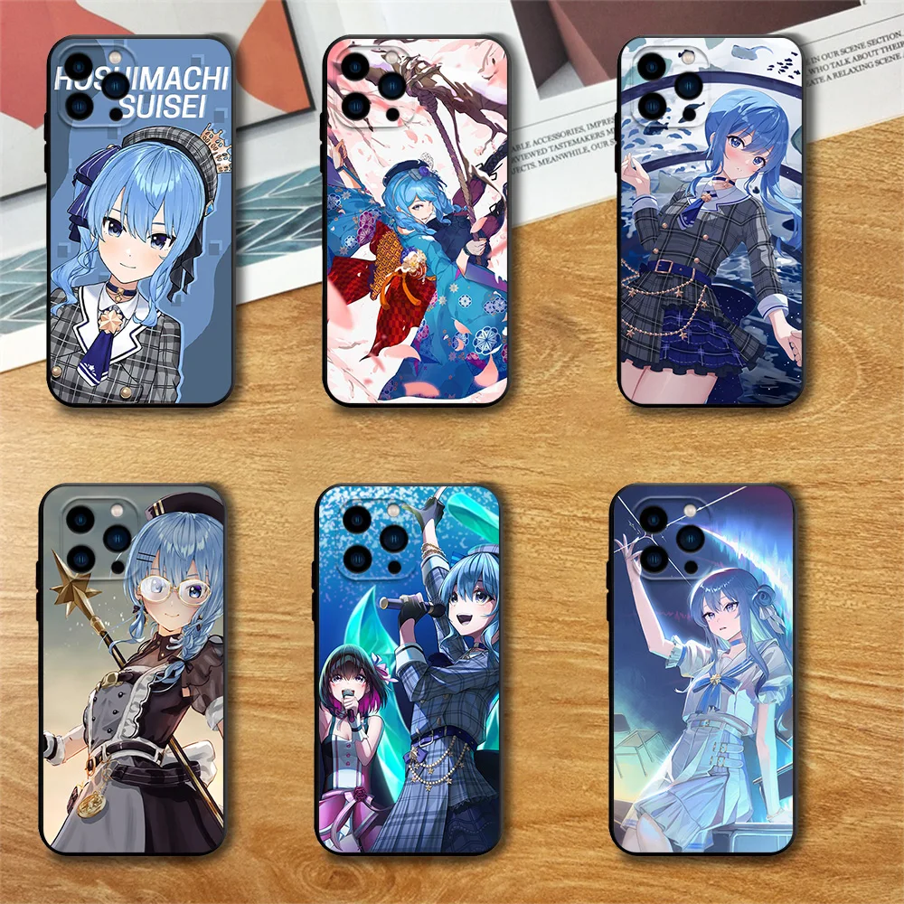 Cute Hoshimachi Suisei Phone Case For Samsung S23 S22 ULTRA A22 A23 A32 A34 A52 A53 A54 A71 A72 A73 Black Soft Silicone Cover