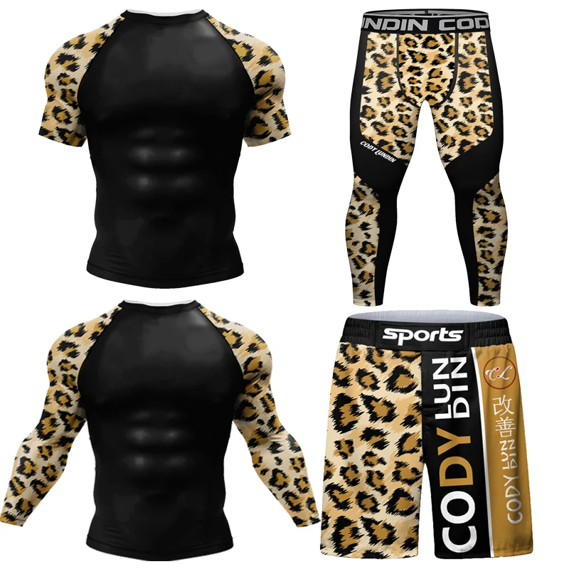 Компрессионная футболка для ММА + шорты мужские футболки джиу-джитсу спортивные