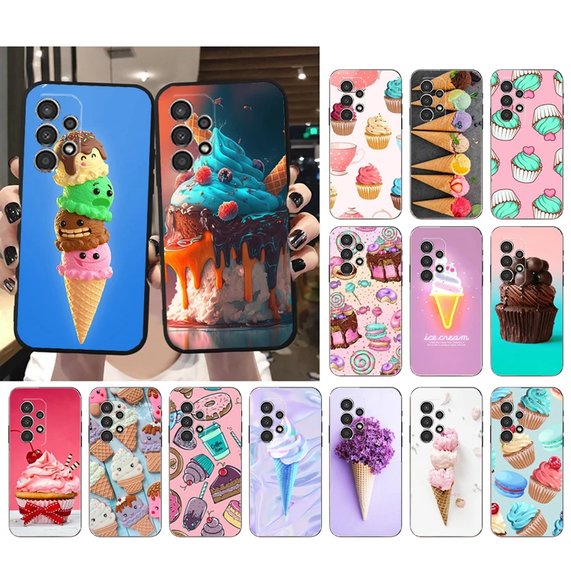 

Phone Case for Samsung Galaxy A73 A13 A22 A32 A71 A33 A52 A53 A72 A73 A51 A31 A23 A34 A54 A52 A53S Ice Cream Cupcakes