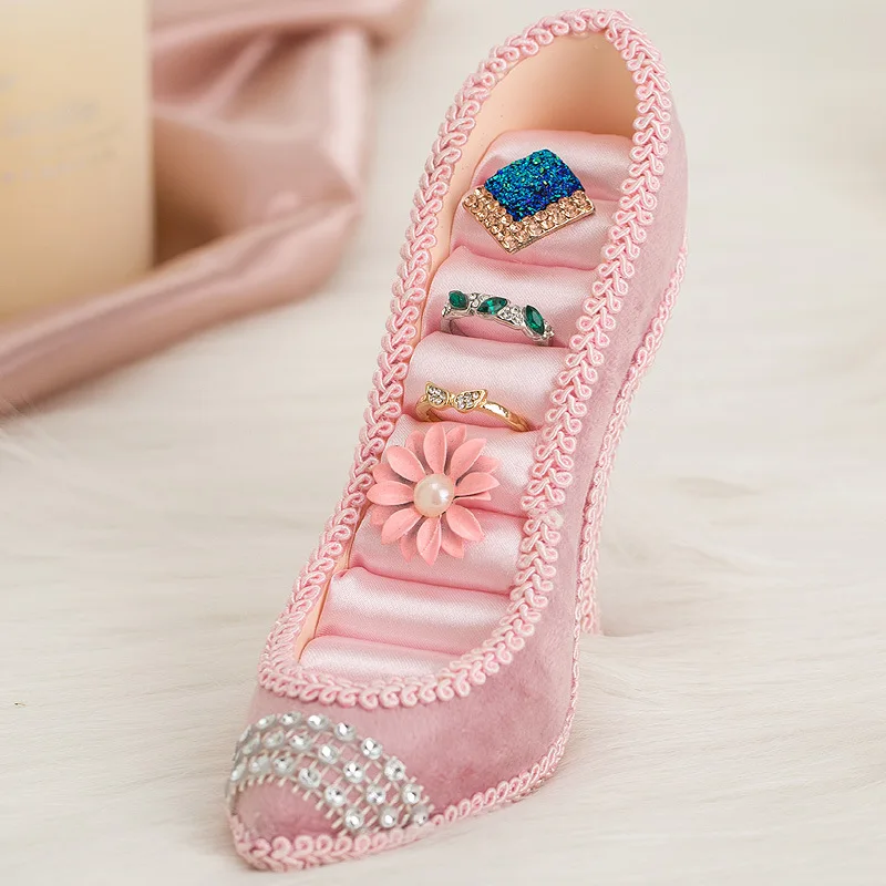 Flannelette heels ring seat receive jewelry show female creative home furnishing articles model wedding crystal drilling pile