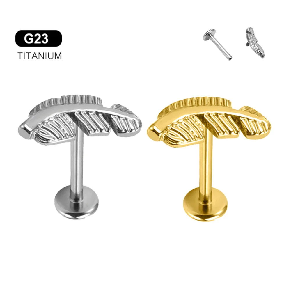 Серьги-гвоздики из титана ASTM F136 G23 для прокола губ внутренней резьбы спирали
