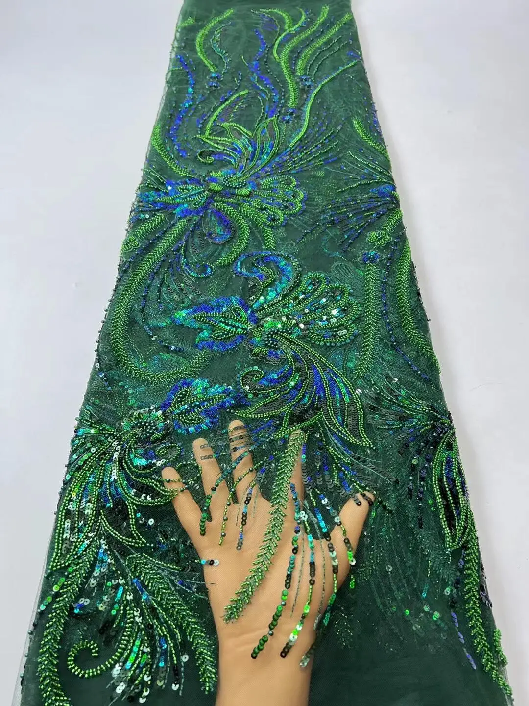 

Африканская кружевная ткань XIYA 5 ярдов 2023 Высококачественная французская сетчатая кружевная ткань с блестками нигерийские кружевные ткани...