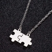 tulx stainless steel necklace creative jigsaw puzzle piece pendants necklaces for women men wedding party jewelry