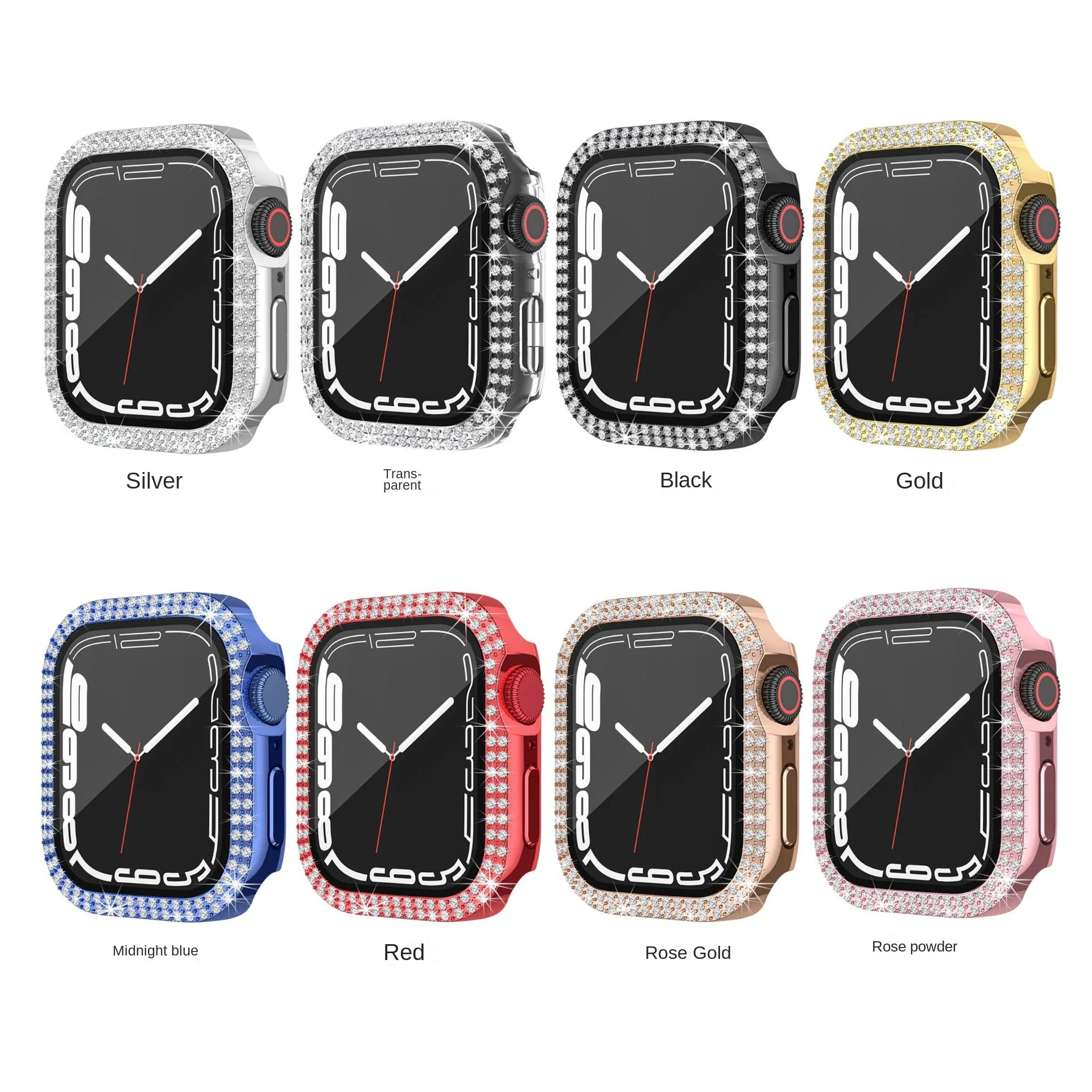 Suitable for Apple Watch 8th Representative Case, ultra double row diamond 49mm44mm embedded diamond hollow case protector