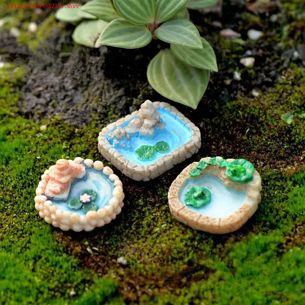 

1Pcs Pool Miniature Landscape Ornament Garden Bonsai Dollhouse Decor Resin Craft garden decoration outdoor decor miniaturas