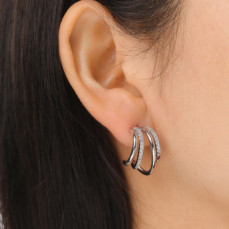 

New Korean Four Claw Earrings Europe and The United States Elegant Women Zirconia Earrings Party Jewelry Gift Free Shipping