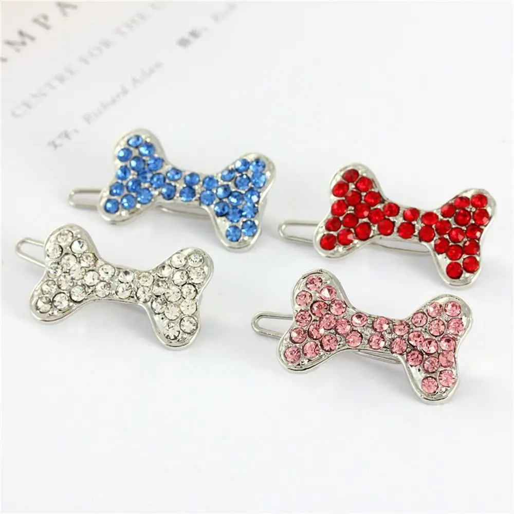 

Grooming Accessories Dog Cat Bone Shape Puppy Bows Metal Hair Barrette Hairpins Hair Clips