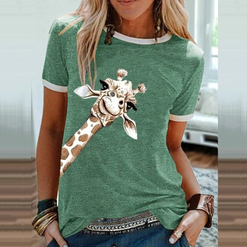 Женская футболка с коротким рукавом и круглым вырезом |