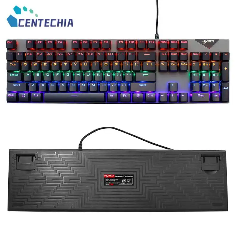 

Крутая клавиатура, Высококачественная прочная клавиатура с блестящими проводами, клавиатура с цветными огнями 104 клавиш для дома и офиса, механическая клавиатура L300