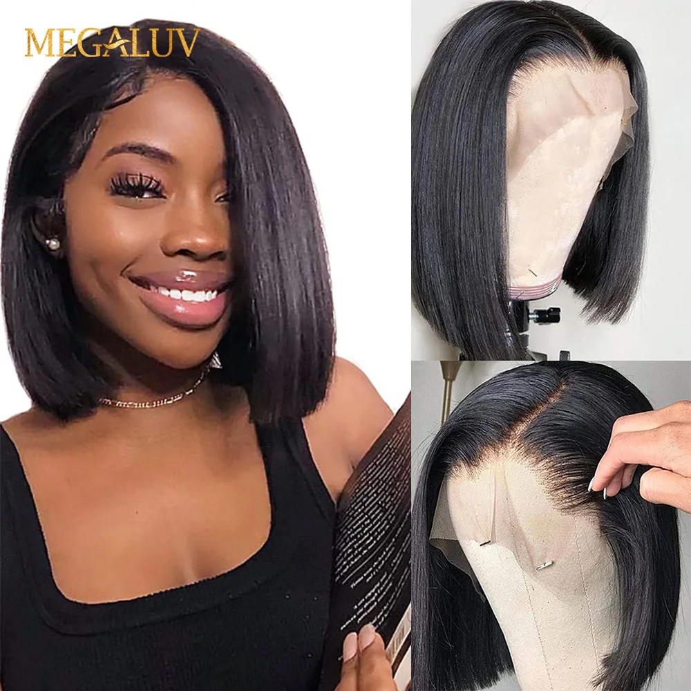 

Прямые человеческие волосы с боковой частью, парик на сетке Remy 13x4x1, прозрачный парик на сетке, короткие парики боб, предварительно выщипанные Детские волосы