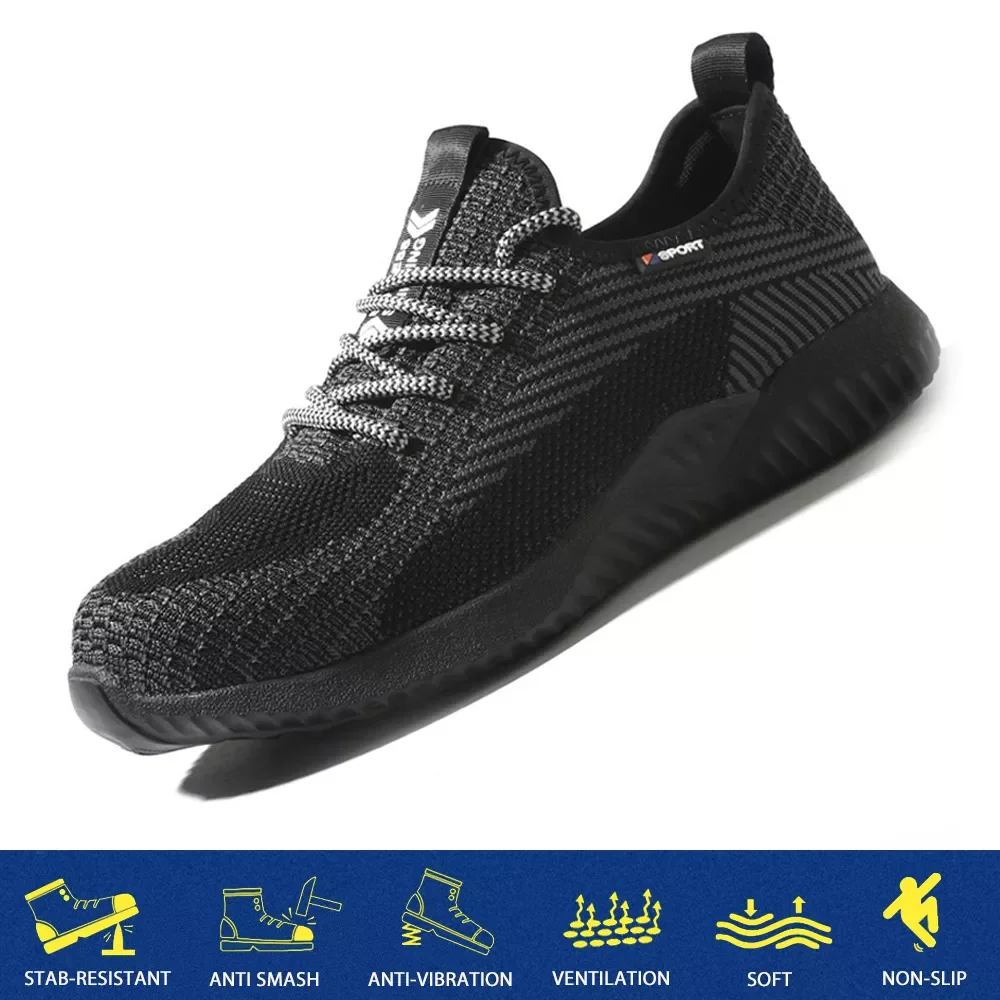 

Safety Shoes Steel Toe Cap Anti-Smashing Work Safety Shoe Men Lightweight Breathable Sport Work Shoe Boots Indestructible