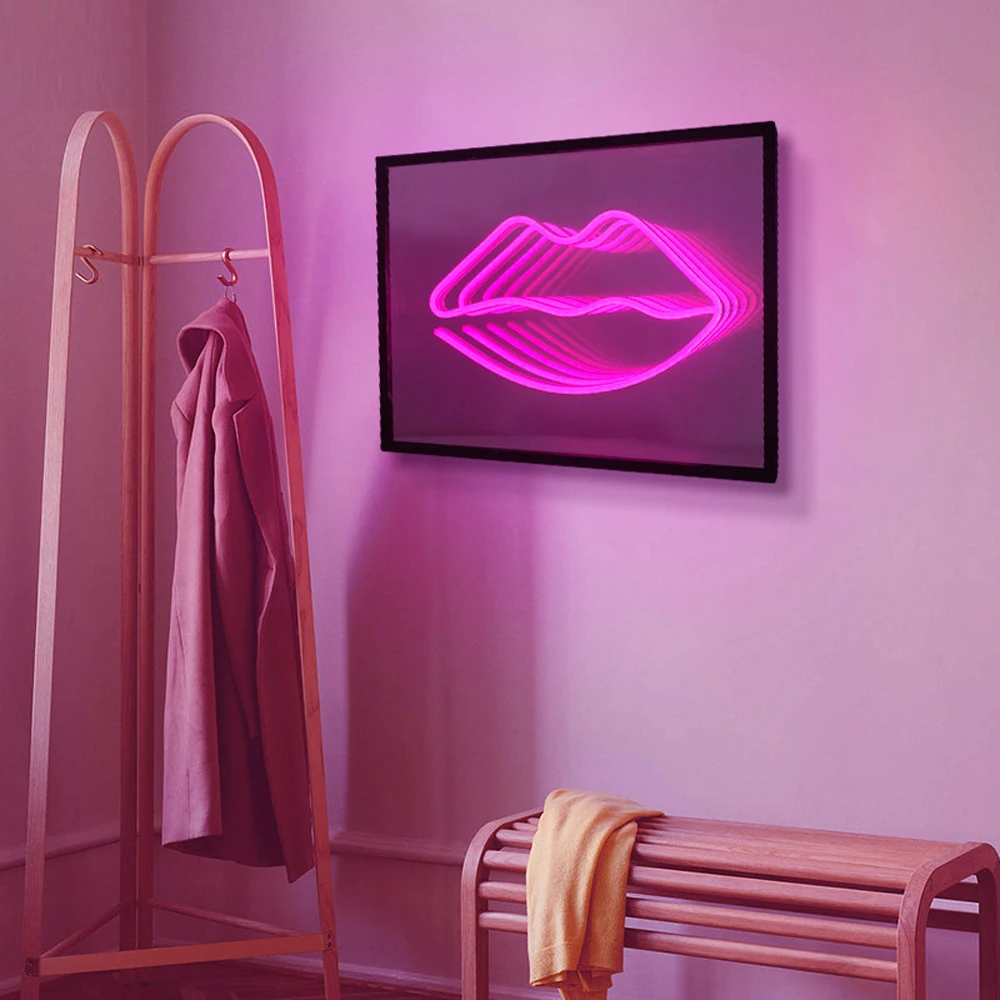 LED acrylic neon light, thousand layer mirror, abyss mirror decoration, bedroom atmosphere light