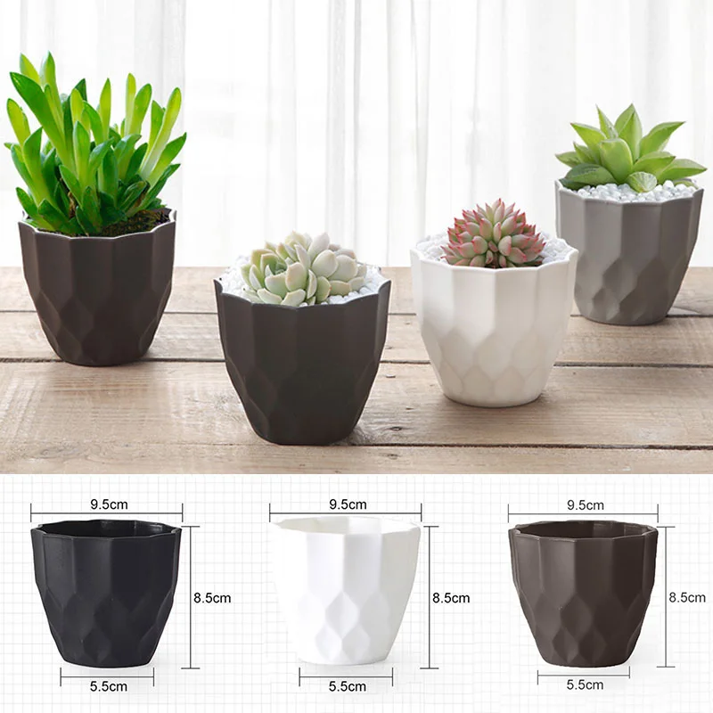 

Plastic Succulent Planting Pots Frosted Round Flower Pots Tabletop Simple Gardening Potted Plants High Quality Nursery Flowerpot