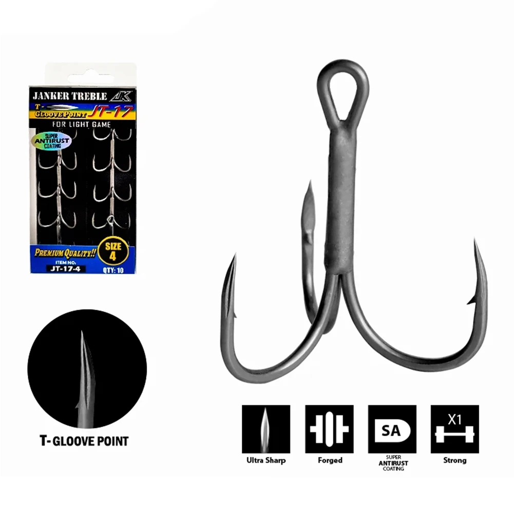 

Fishing Treble Hooks 1X Strong Triple Tee Hook Super Antirust Barbed Fishhook High Quality T-Groove Super Antirust Fishing Hook