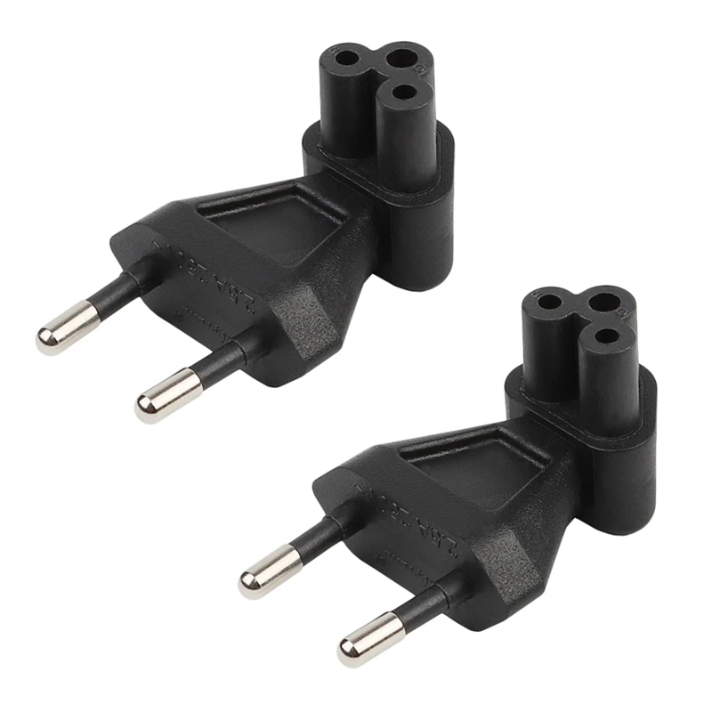 

2X 2-Pin EU Male To Iec 320 C5 Female Ac Adapter 2.5A Fuse,EU Industrial Power Converter