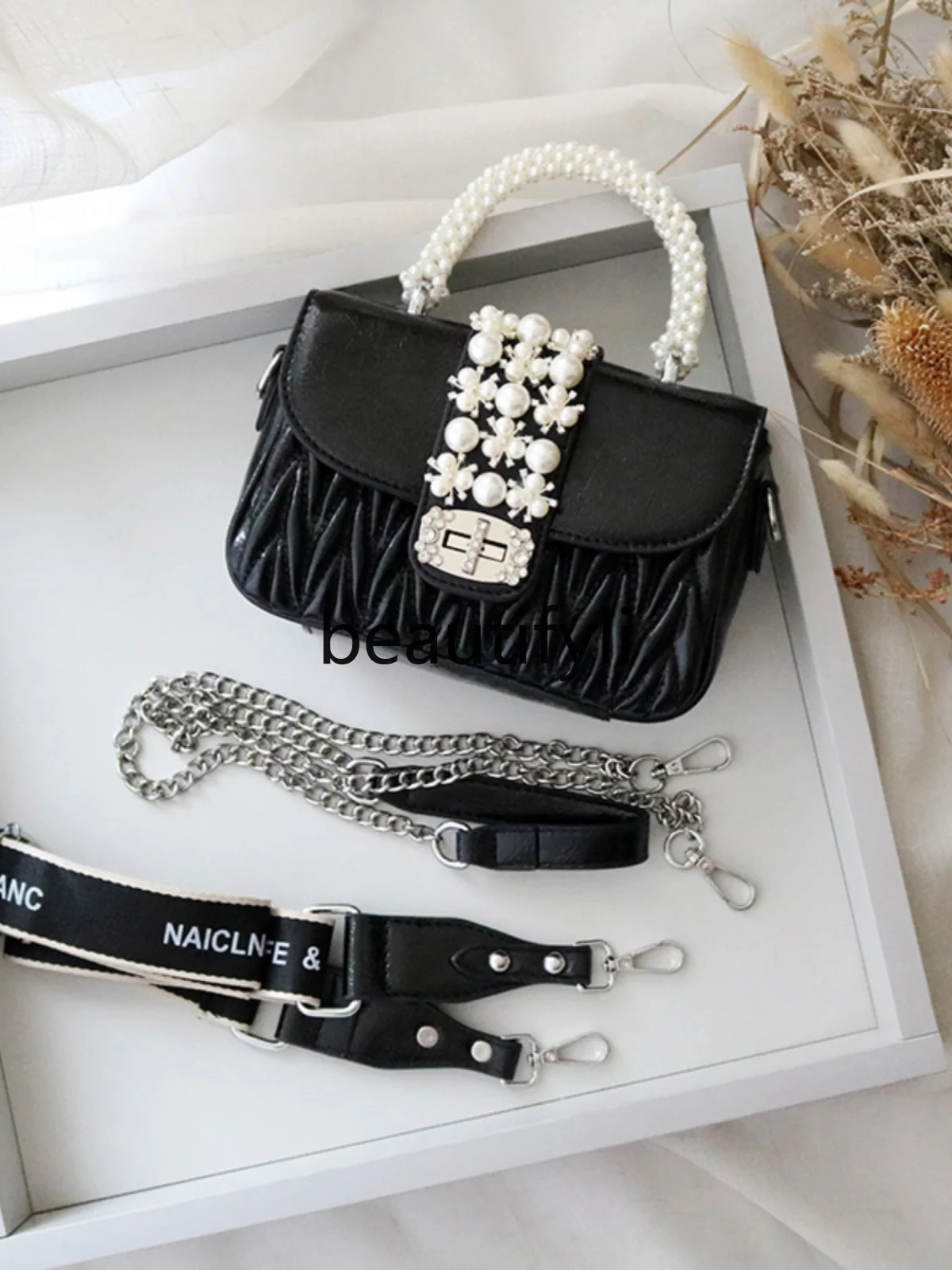 Складная жемчужная сумка с поворотным узором модная женская через плечо