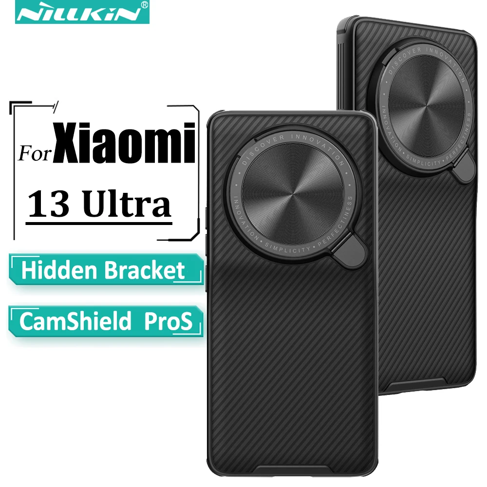 

Nillkin for Xiaomi 13 Ultra Case,Texture Lens Protection Cover Bracket TPU+PC Prevention Back Cover