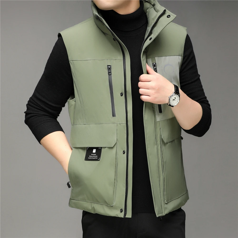 COODRONY 90% White Duck Down Vest Men Clothing Winter New Arrival Parkas Big Pocket Zipper Stand Collar Sleeveless Jackets Z8188