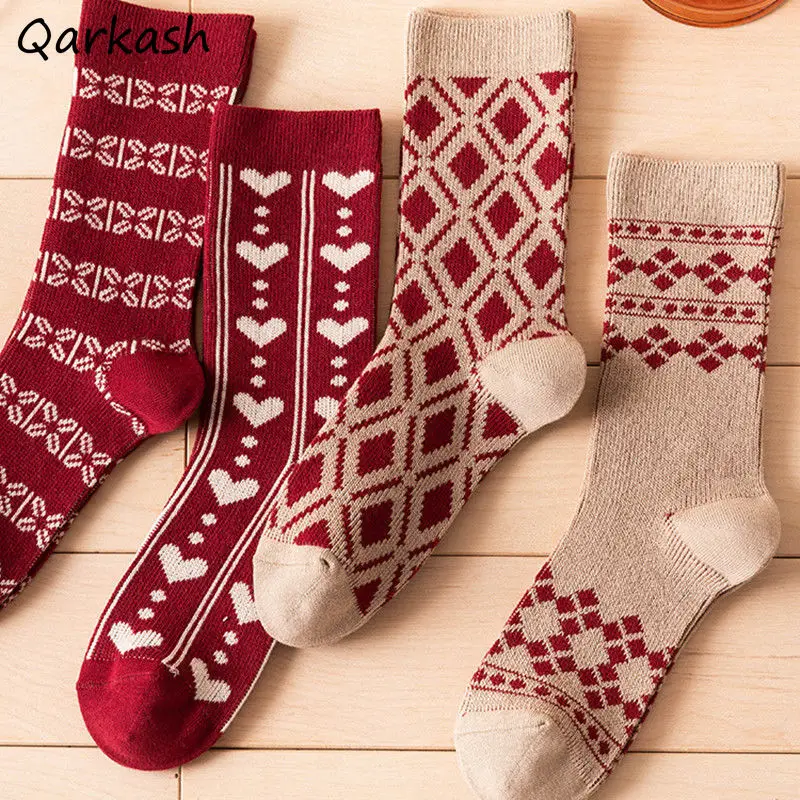 

Socks Women Couple All-match Trendy Ins Popular Retro Simple Daily Street Style Spring Fall Feminimo Middle Tube Basic Harajuku