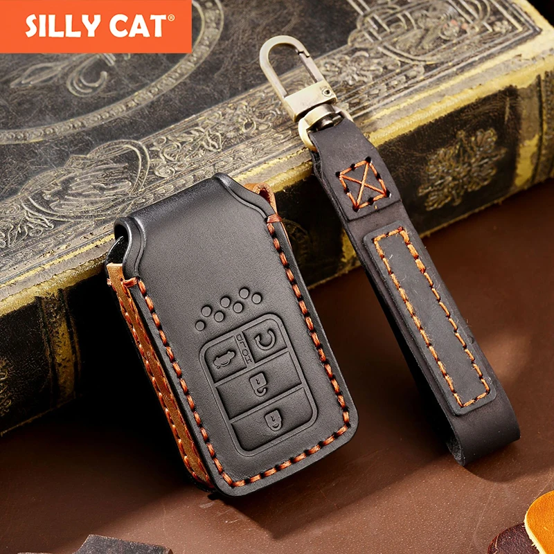 

Leather Car Key Fob Case Cover Protector Suitable For HONDA Key Fob Cover Case Accord Civic Fit Jazz CRV HRV Vezel City Odyssey