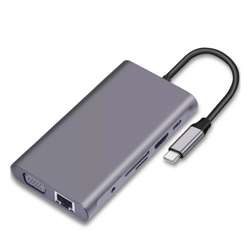 

Type-C Docking Station 10-In-1 USB3.0 Type-C Adapter To HDMI/VGA Docking Station Multi-Function Hub For Mac