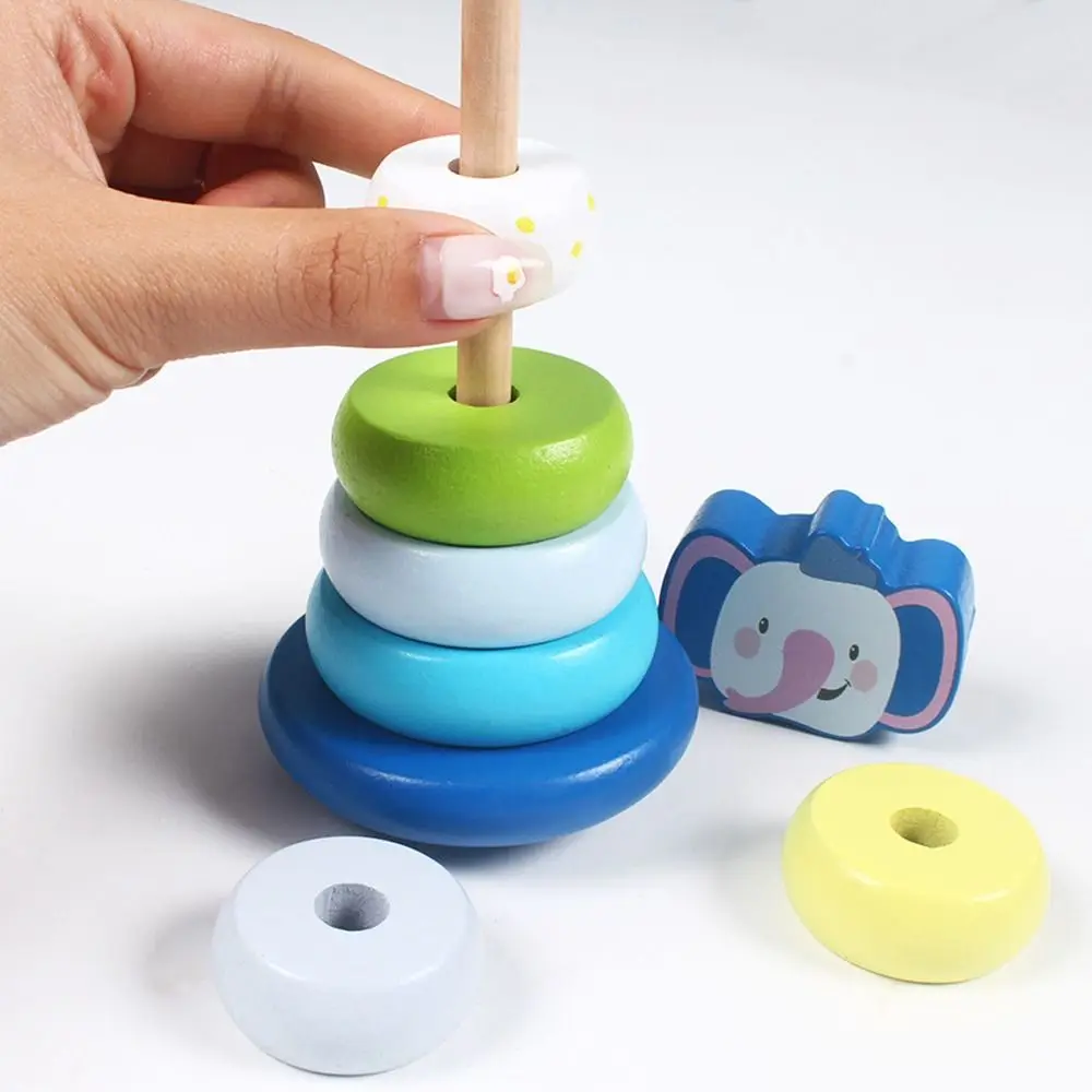 

Parent-child Teaching Aids Wooden Rainbow Stacking Ring Tower Kids Montessori Toys Development Game Early Education Toy