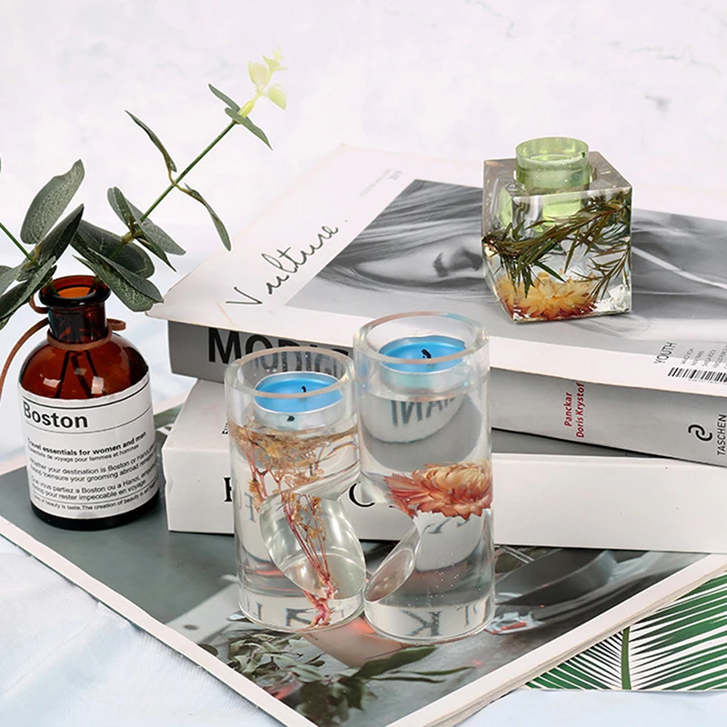 

DIY Crystal Epoxy Resin Mold Valentine's Day Heart Shaped Rectangle Candle Holder Making Mold Handmade Home Decoration