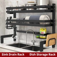kitchen rack sink stainless steel drain rack multi functional household sink rack to put dishes and tableware storage rack