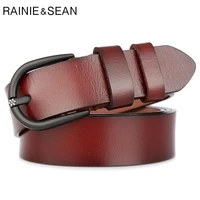 rainie sean ladies jean belts real leather pin buckle belt cowskin female burgundy retro designer brand fashion women waist belt