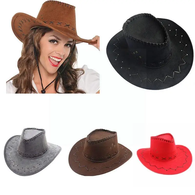

1pc Fashion Vintage Cowboy Hat Western Style Suede Fedora Cowboy Hat Hats Jazz Accessory Felt Hat Brim Wholesale Wide Z9r2