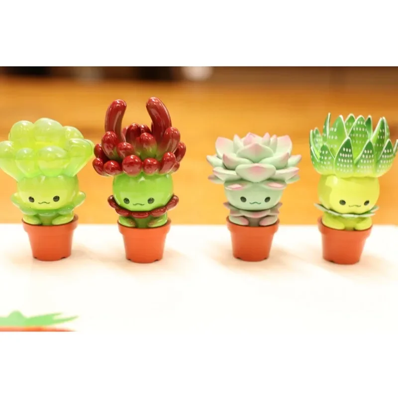 Фото Оригинальная фигурка QUALIA Kawaii Gashapon: милые суккуленты, миниатюрные эльфы в горшках, кактусы, игрушки-капсулы, аниме-фигурки, куклы, подарок №4