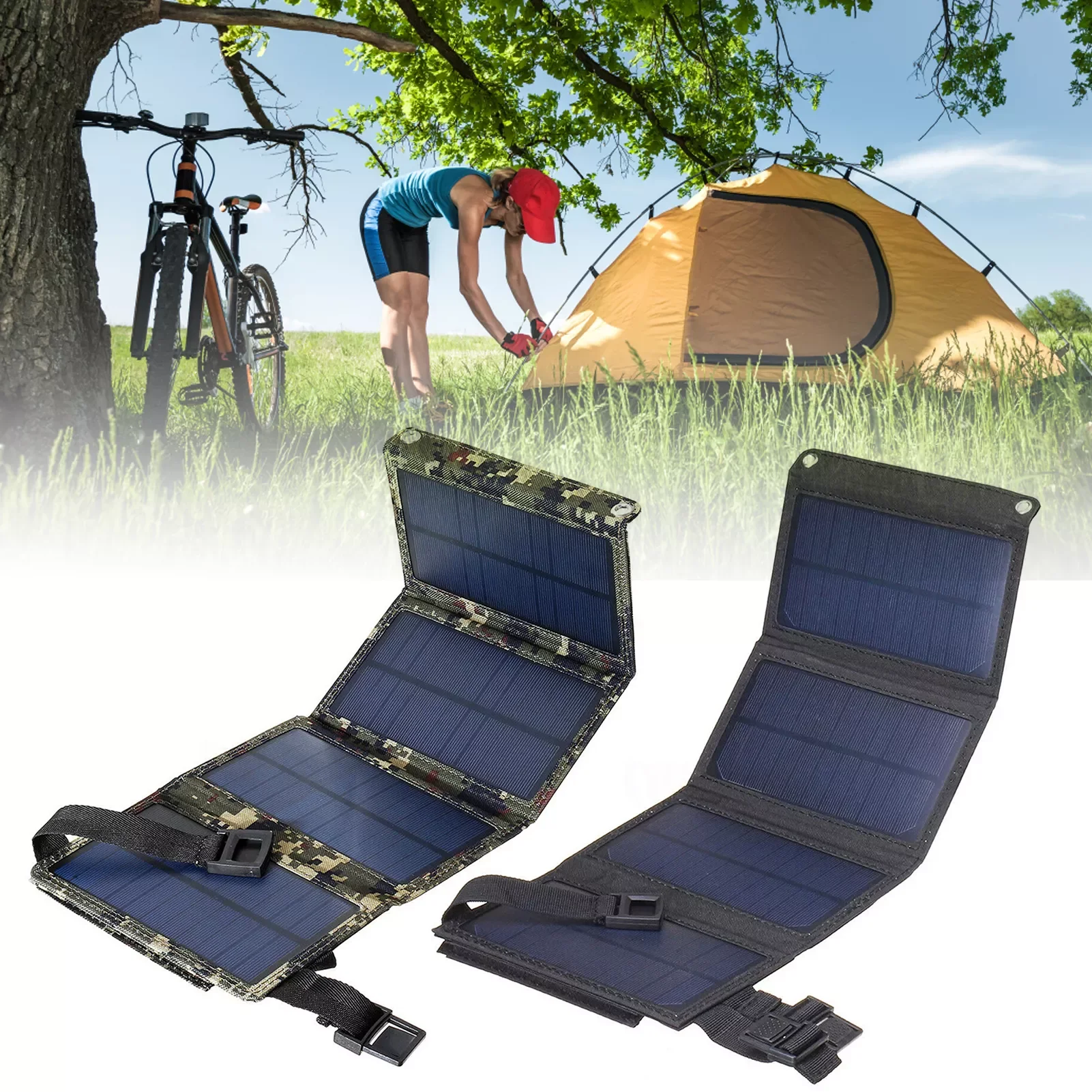 

20W USB Ports Solar Charger Portable Solar Powered Charger Panel With USB Port For Outdoor Travel Camping Mobile Charger Panel
