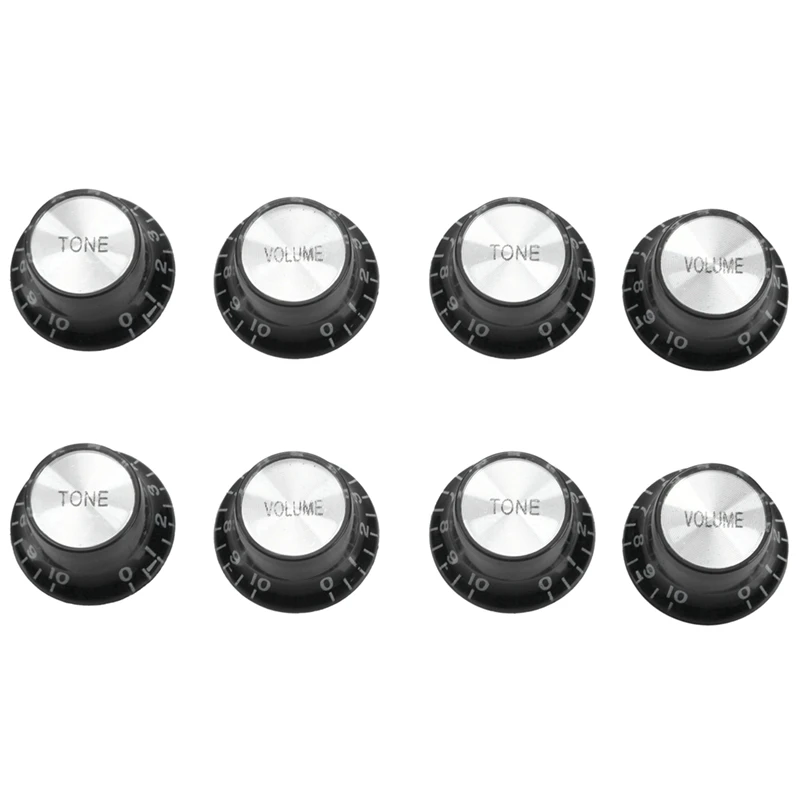

Guitar Knobs 4 Volumes And 4 Tones Silver Top Hat Bell