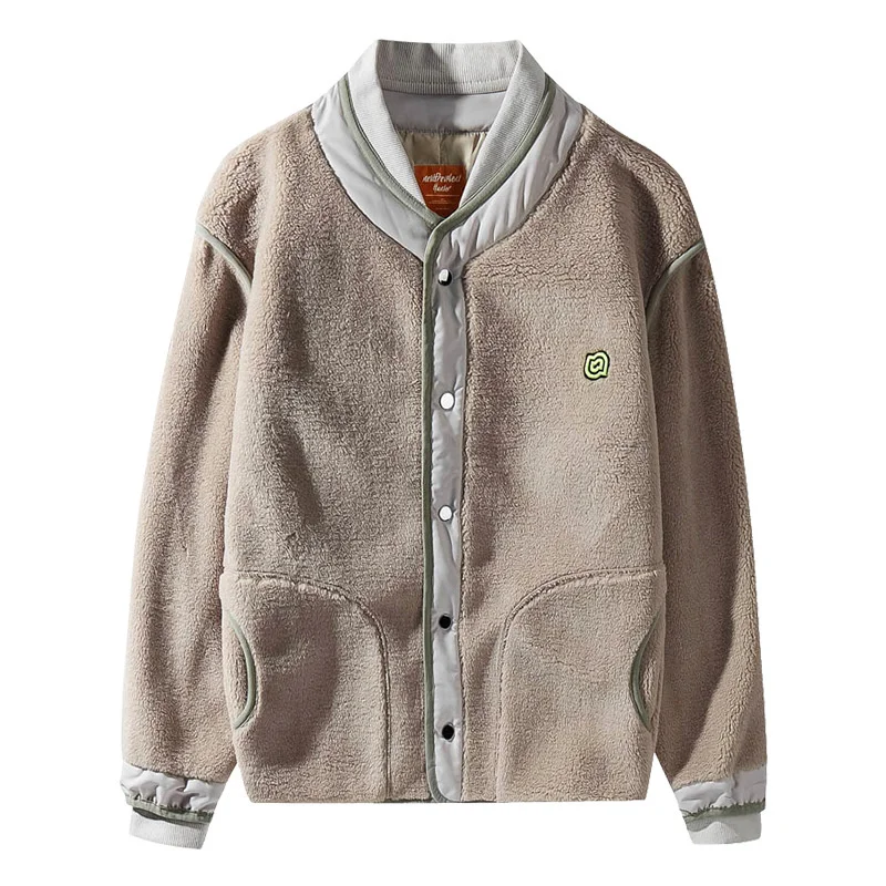 

Winter Plush New Autumn Lamb Hip Hop Jacket Men's Thickened Long Sleeve Couple Loose Jacket