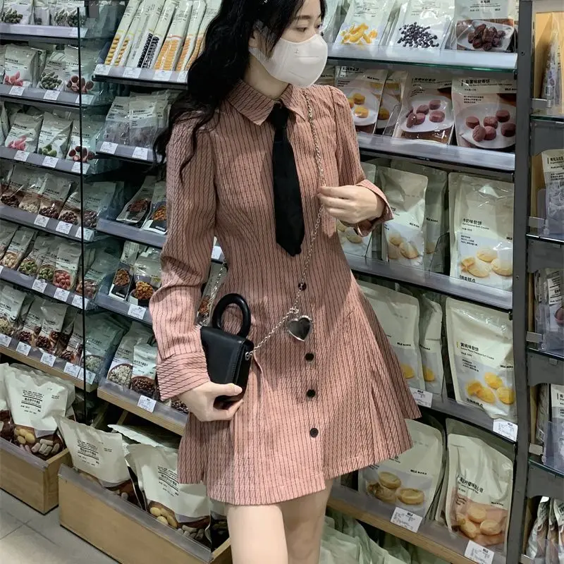

2023 Winter Sweet Academic Style Autumn Women Dress New Pattern Long Sleeve Female Shirt Free Shipping