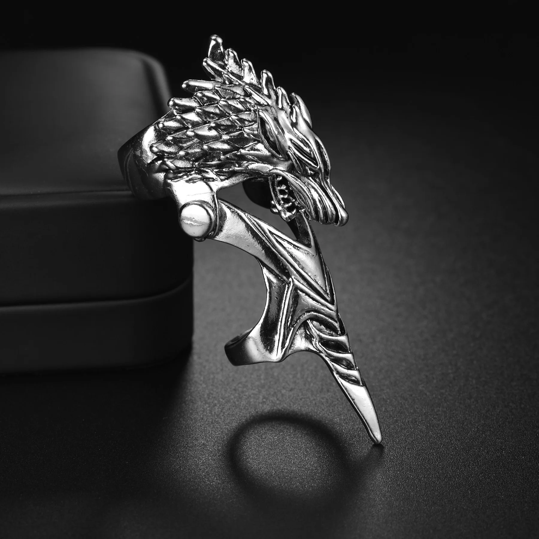 Готические кольца с головой волка на полный палец панк-рок прокрутка сустав