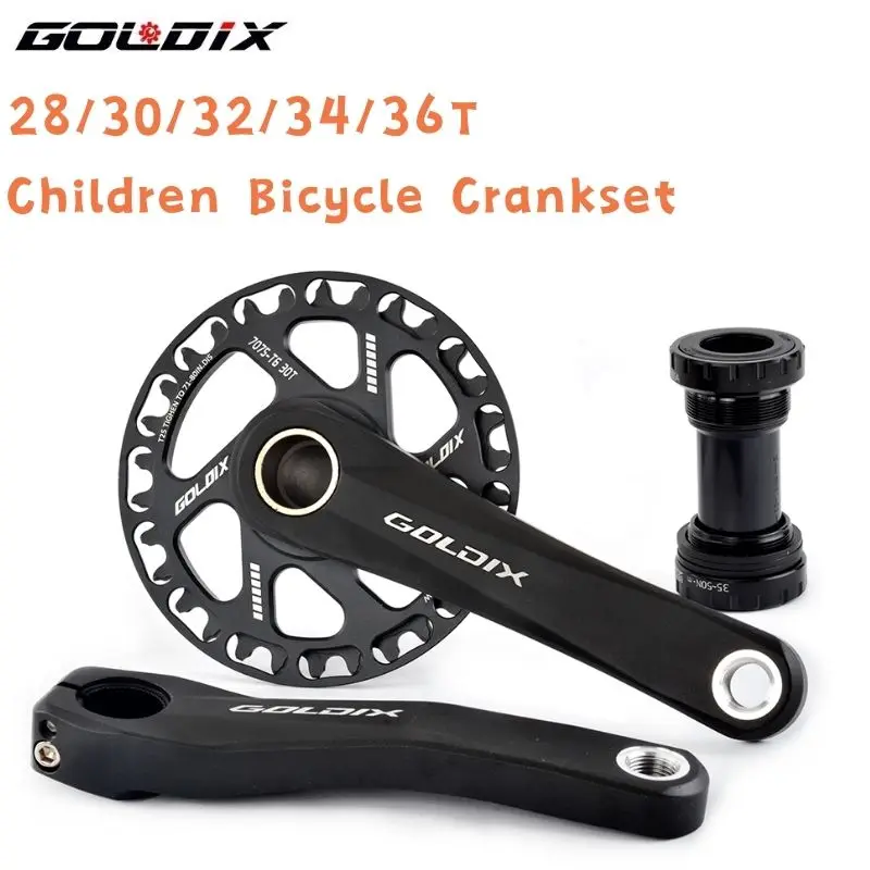 

GOLDIX 28/30/32/34/36T Children Bicycle CranksetforSHIMANOSRAM Set Chainwheel Ultralight Hollow Suitable for kid's Folding Bike