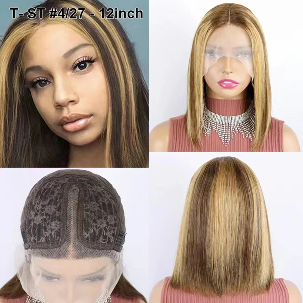 Highlight Lace Front Wigs Human Hair 180% Density Pre Plucked Part Lace Frontal Wigs Human Hair for Women Straight Hari Wigs enlarge